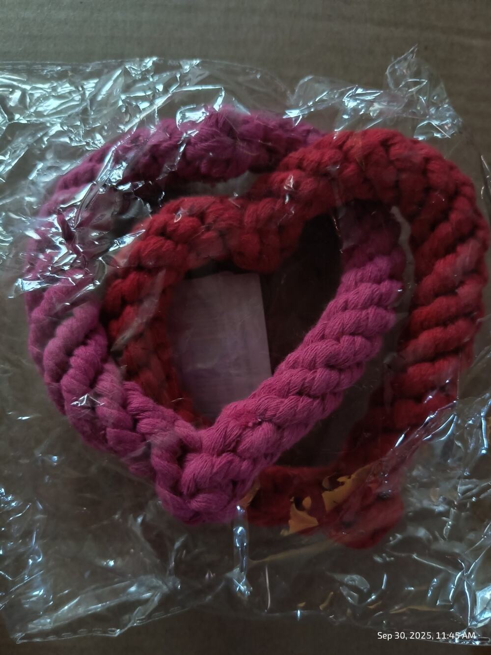 Interlocking Rope Dog Chew Toys Heart Pink Red Dog Tug Toy Small Med Size Dogs